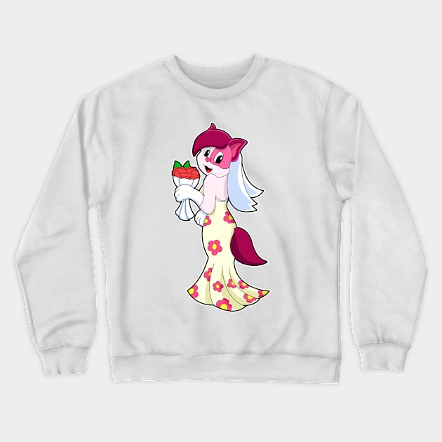 Cat with Wedding dress & Bunch of Flower Crewneck Sweatshirt by Markus Schnabel